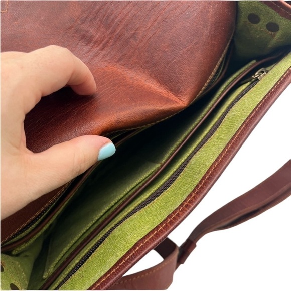 Unbranded Brown Leather Buckle Crossbody Round Saddle Hobo Bag - Picture 7 of 8